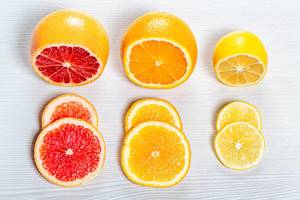 Fresh sliced orange, lemon and grapefruit
