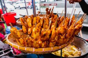 Fried bananas on a stick sold in the streets