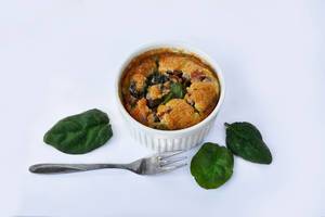 Frittata with spinach and meat