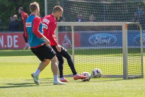 Fußballspieler des 1. FC Köln während der ersten Trainingssession mit dem neuen Trainer André Pawlak
