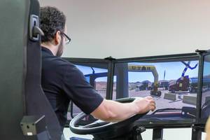 Gamer tests the American Truck Simulator by SCS Software, playing with wheel equipment