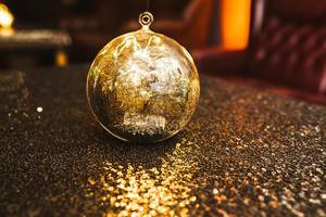 Glitter Golden Decor Ball On The Table