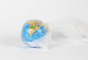 Globe inside plastic bag