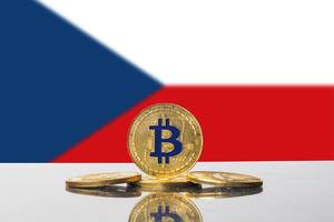 Golden Bitcoin and flag of Czech Republic