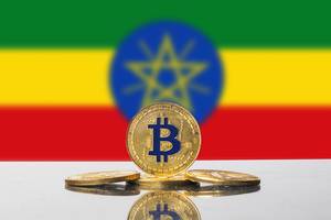 Golden Bitcoin and flag of Ethiopia