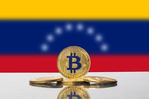 Golden Bitcoin and flag of Venezuela