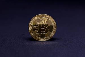 Goldene Bitcoin-Münze