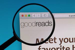 Goodreads logo under magnifying glass