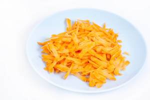 Grated Carrot on the blue plate