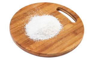 Grated Coconut on the wooden board