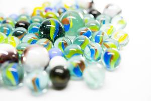 Group of big and small marbles
