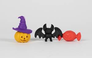 Halloween decorations - Pumpkin with hat, bat and candy