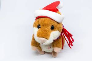 Hamster doll clad like Santa Claus