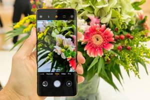Handy-Kameratest mit dem Huawei P30 Pro: Handyfoto und direkter Farbvergleich mit einem bunten Blumenstrauß