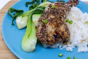 Healthy Food - Hello Fresh - Glazed Hoisin Chicken Thighs with Pak Choi and Ginger-Rice