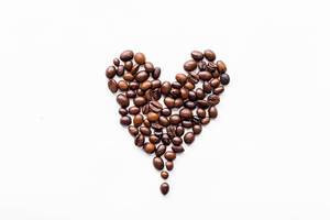 Heart made of coffee beans