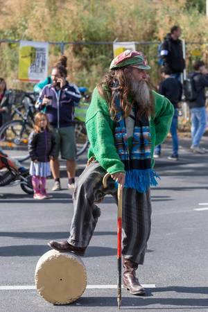 Hippie Grandpa supports Fridays for Future climate strike and global youth-led movement in Cologne, Germany