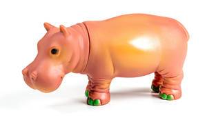 Hippo plastic toy on a white background
