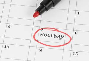 Holiday calendar showing rest day And break from work