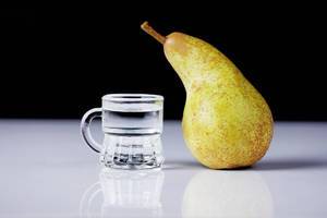 Homemande Schnapps with pear fruit