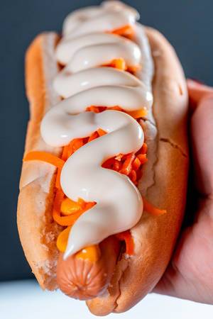 Hot dog with carrots and sauce  Flip 2019