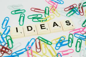 Ideas text with scrambled paperclips