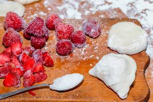 Ingredients for making dumplings with strawberries  Flip 2019