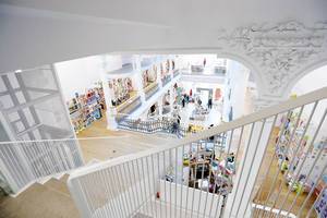 Interior view of modern bookshop with stairs (Flip 2019)