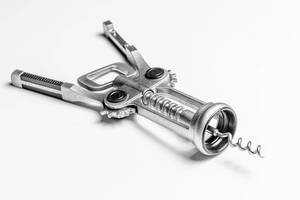 Iron corkscrew on a white background