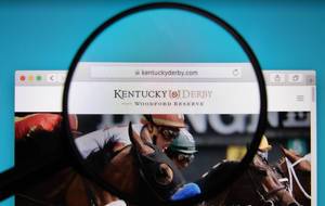 Kentucky Derby logo on a computer screen with a magnifying glass