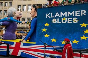 Klammer Blues Wagen zum Thema BREXIT - Kölner Karneval 2018