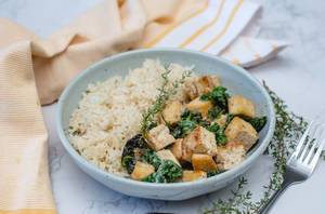 Lemon Tofu With Rice and Kale