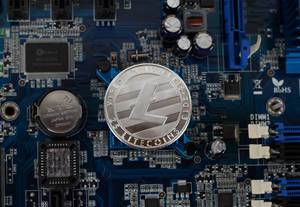 Litecoin on electronic computer processor board