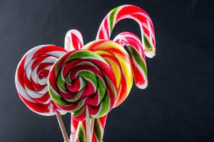 Lollipops of different colors and shapes