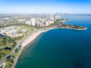 Luftbildaufnahme: Museum of Science and Industry, 57th Street Beach, East Hyde Park und Promontory Point