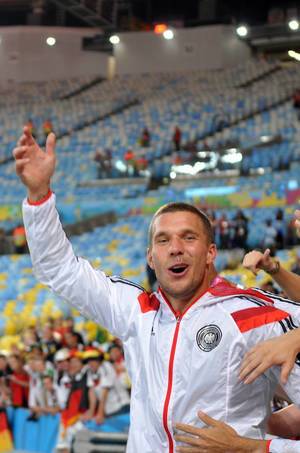 Lukas Podolski nach dem Gewinn der Weltmeisterschaft