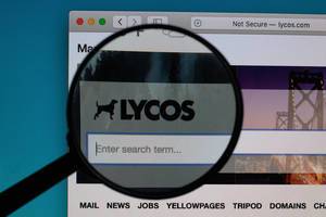 Lycos logo under magnifying glass