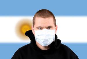 Man wearing protection face mask with flag of Argentina