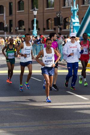 Maru Teferi, Girmaw Amare und weitere Läufer (Marathon Finale) bei den IAAF Leichtathletik-Weltmeisterschaften 2017 in London