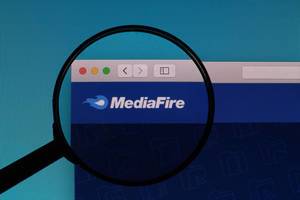 MediaFire logo under magnifying glass