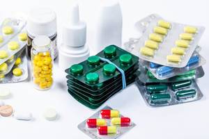 Medical background with a variety of drugs and pills