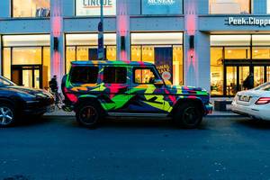Mercedes G-Class with cool paint parked in center of Berlin