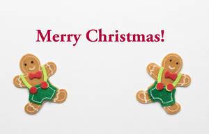 Merry Christmas greeting card with gingerbread cookies
