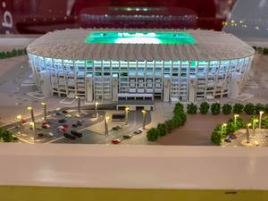 Model of Ras Abu Aboud Stadium shot from the side