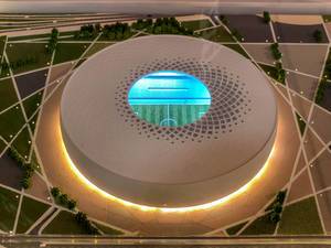 Modell des Al Thumama Stadions