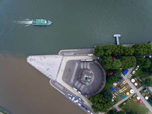 Mosel river joins the Rhine at Deutsches Eck