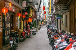 Motorbike Parking in an Alley in Saigon