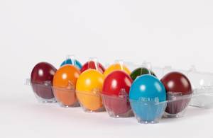Multicolored Easter eggs on a white background