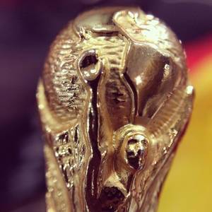 Nahaufnahme einer Nachbildung des FIFA-WM-Pokals - Fußball-WM 2014, Brasilien