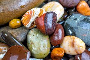 Natural wet colorful sea stones